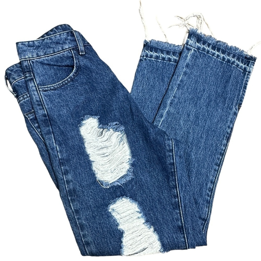 Mumu Brooklyn High Waist distressed crop jeans 25